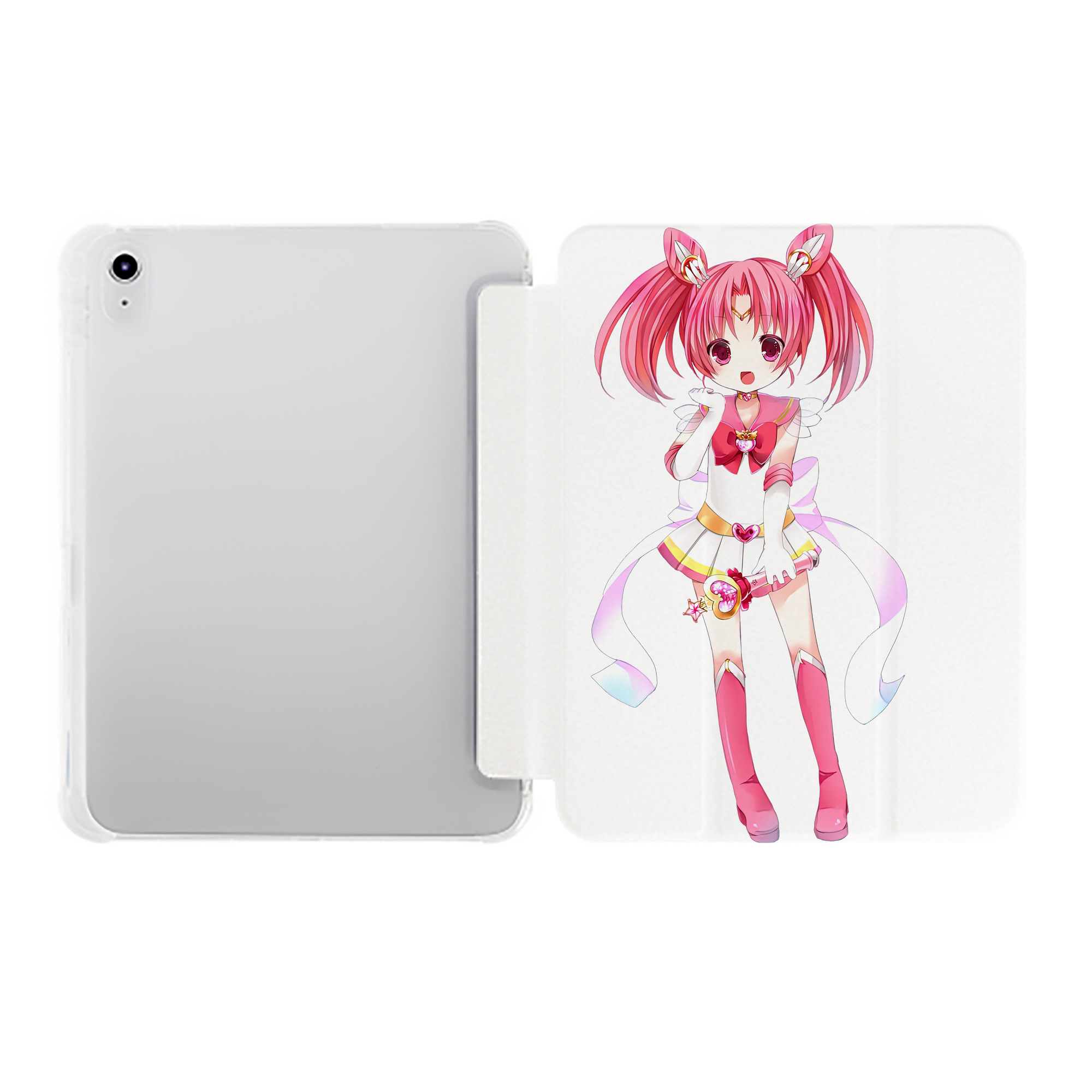 （画像用） 美少女戦士セーラームーン ちびうさ Sailor Moon Chibiusa Tsukino Usagi Small Lady Serenity IPad ケース ペン収納付き 三つ折りスタンド PUレザー×シリコン 対応機種9.5/10.5/10.9インチ